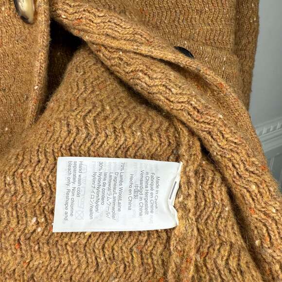 J Crew Chunky Knit Brown Cardigan Lambswool Preppy Long Sweater Grandpa - Picture 4 of 10